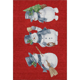 10' X 14' Red And White Christmas Snowmen Washable Area Rug With UV Protection - HomeRoots - Flyclothing LLC