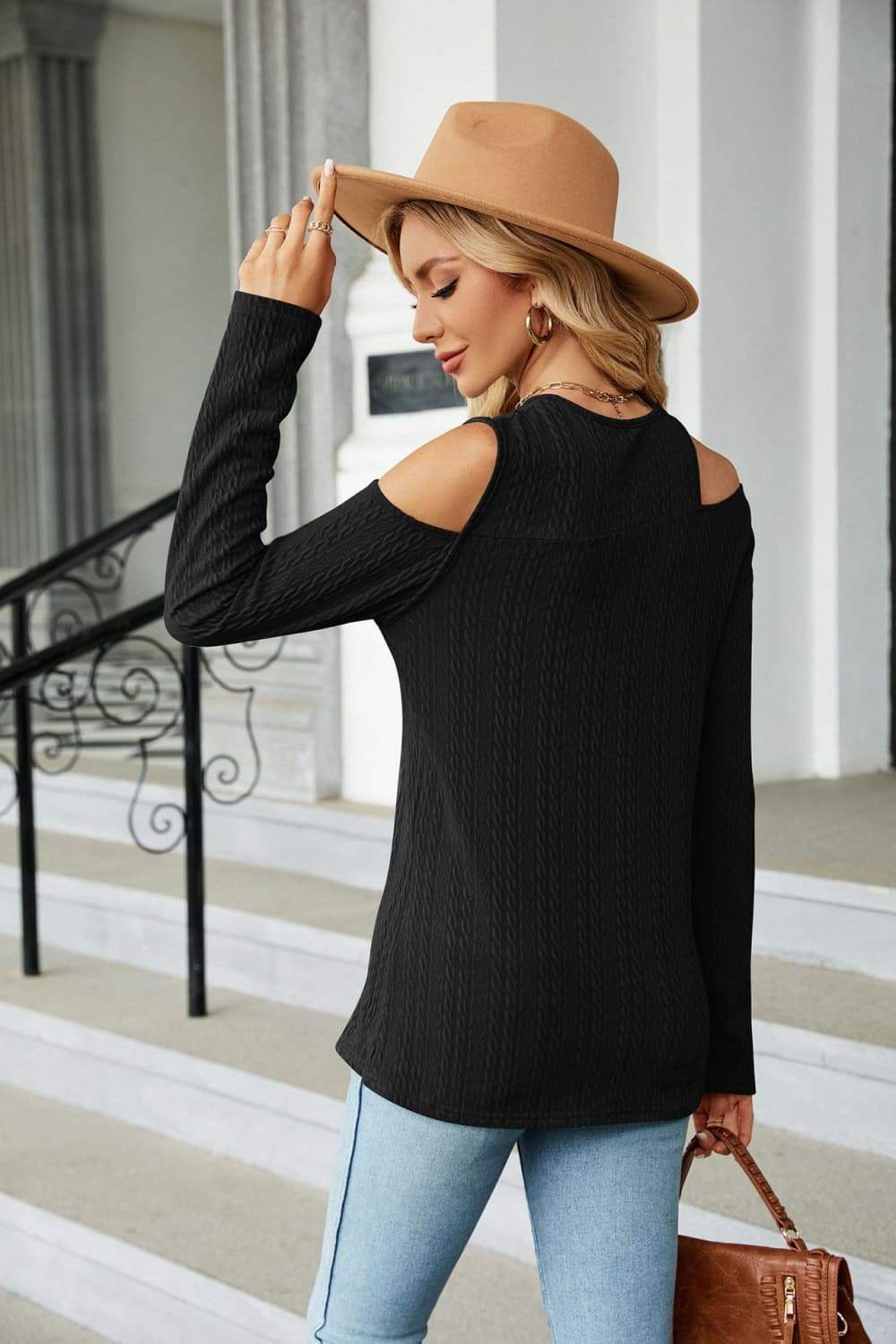 Dropped Shoulder Long Sleeve Blouse - Trendsi - Flyclothing LLC