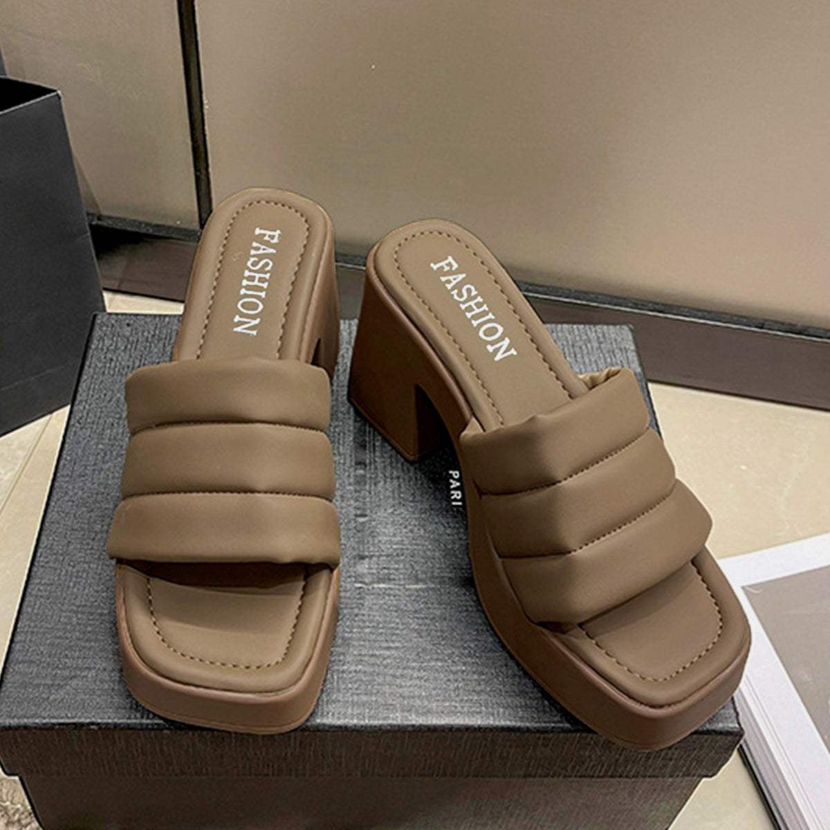Open Toe Block Heel Sandals - Trendsi - Flyclothing LLC