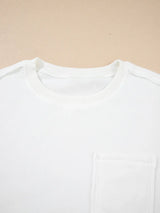 Exposed Seam Chest Pocket Knit Pullover Sweatshirt - Trendsi - Flyclothing LLC