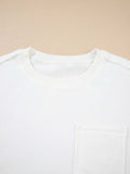 Exposed Seam Chest Pocket Knit Pullover Sweatshirt - Trendsi - Flyclothing LLC