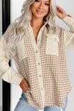 Houndstooth Button Up Long Sleeve Jacket - Trendsi - Flyclothing LLC