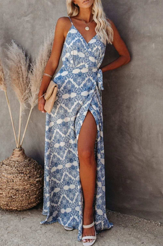 Printed Tied Maxi Cami Dress - Trendsi - Flyclothing LLC