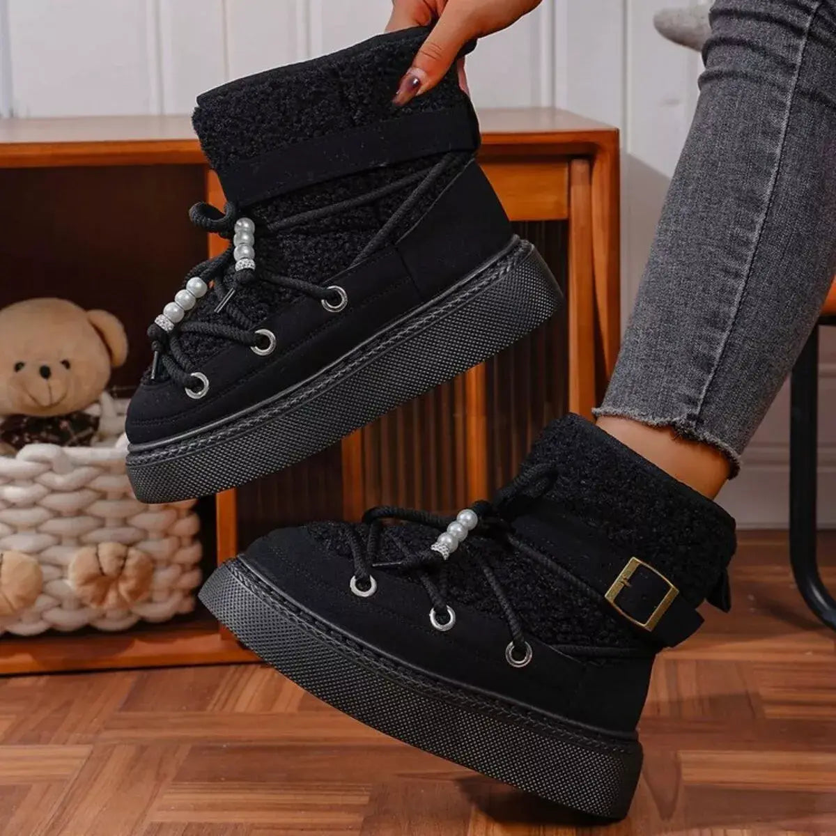 Lace Up Platform Boots - Trendsi - Flyclothing LLC