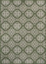 5' X 8' Green And Cream Floral Indoor Outdoor Area Rug - HomeRoots - Flyclothing LLC