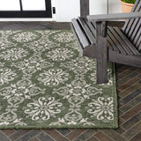 5' X 8' Green And Cream Floral Indoor Outdoor Area Rug - HomeRoots - Flyclothing LLC