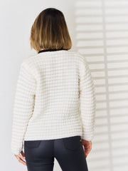 Contrast Trim Button Up Cardigan - Trendsi