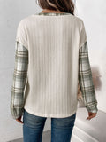 Perfee Plaid Half Button Long Sleeve T-Shirt - Trendsi