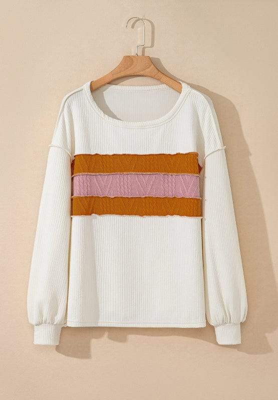 Color Block Long Sleeve Sweatshirt - Trendsi - Flyclothing LLC