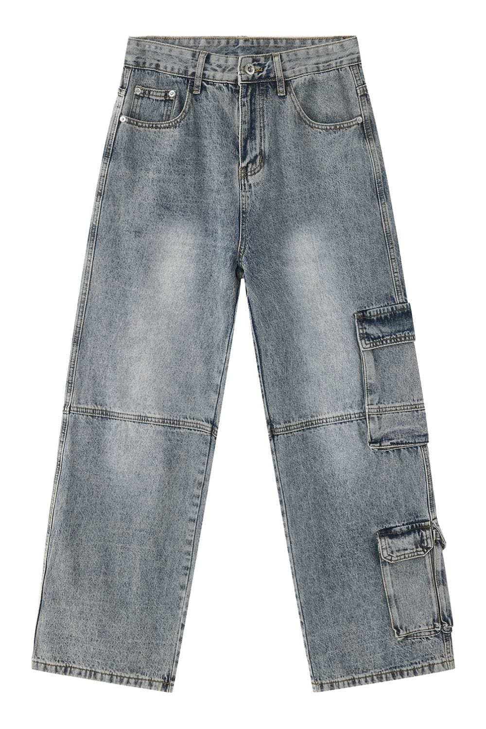 Wide Leg Jeans with Cargo Pockets - Trendsi - Flyclothing LLC