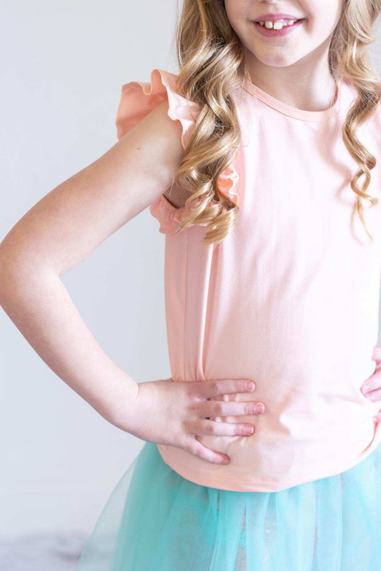 Peach S/S Ruffle Tee - Mila & Rose ® - Flyclothing LLC