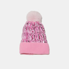 Thermal Knit Hat with Pompom - Trendsi