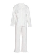 Collared Neck Long Sleeve Top and Drawstring Pants Set - Trendsi - Flyclothing LLC