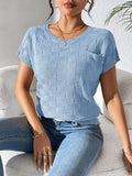 Round Neck Short Sleeve Knit Top - Trendsi