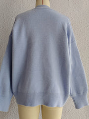 Flower Round Neck Long Sleeve Sweater - Trendsi