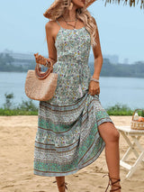 Tassel Printed Spaghetti Strap Dress - Trendsi - Flyclothing LLC