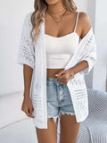 Openwork Open Front Half Sleeve Cardigan - Trendsi - Flyclothing LLC
