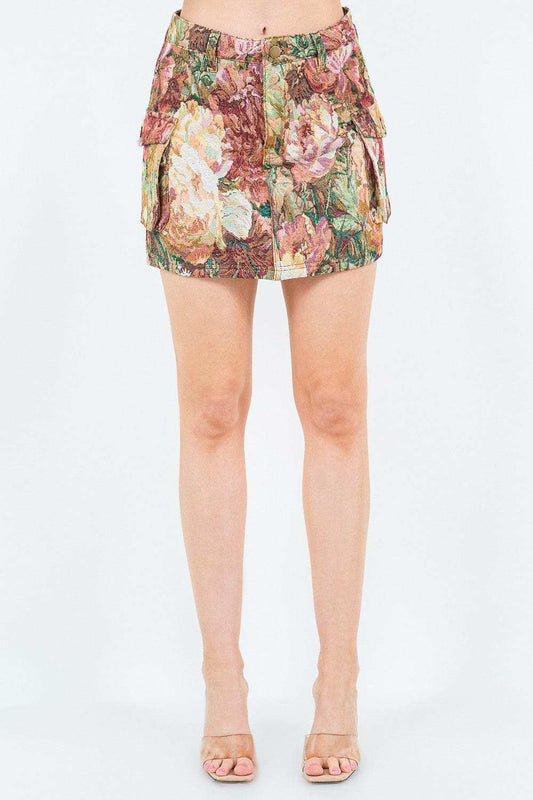 American Bazi Jacquard Weave Cargo Pocket Skirt - Trendsi - Flyclothing LLC
