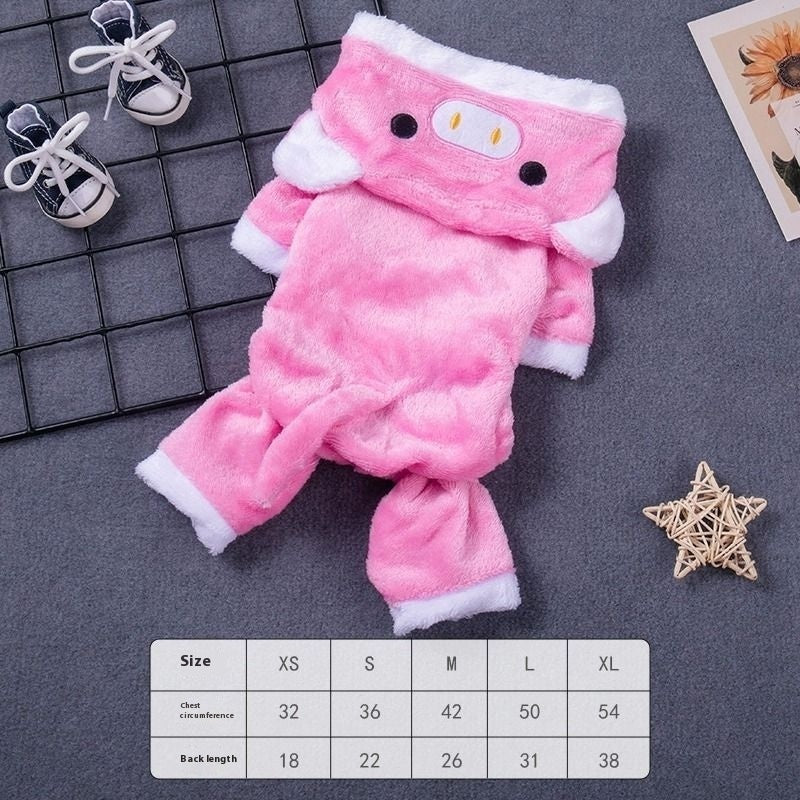 Fleece-lined Thermal Coral Fleece Pig Pet Costume Cat Clothes Small Dog - My Store - Flyclothing LLC