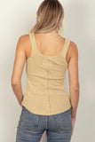 VERY J Washed Ribbed Tank with Placket Detail - Trendsi