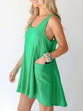 Devine Tied Scoop Neck Wide Strap Mini Dress - Trendsi - Flyclothing LLC