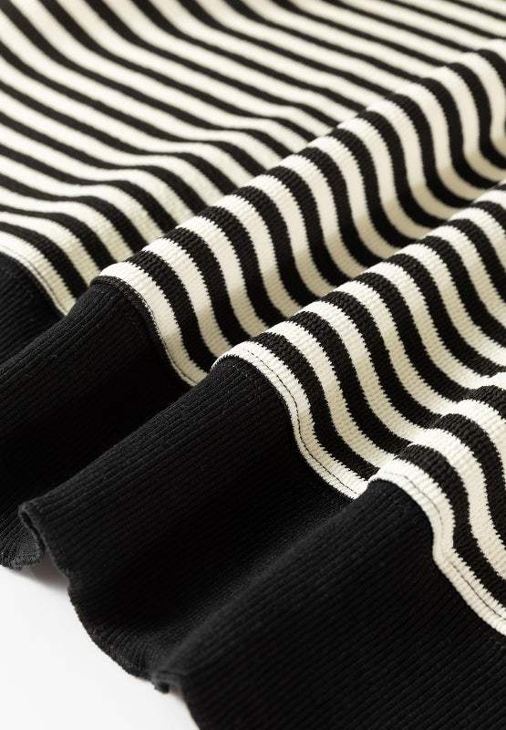 Striped Round Neck Long Sleeve Sweatshirt - Trendsi - Flyclothing LLC
