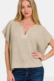 Zenana Short Sleeve Side Slit Sweater - Trendsi - Flyclothing LLC
