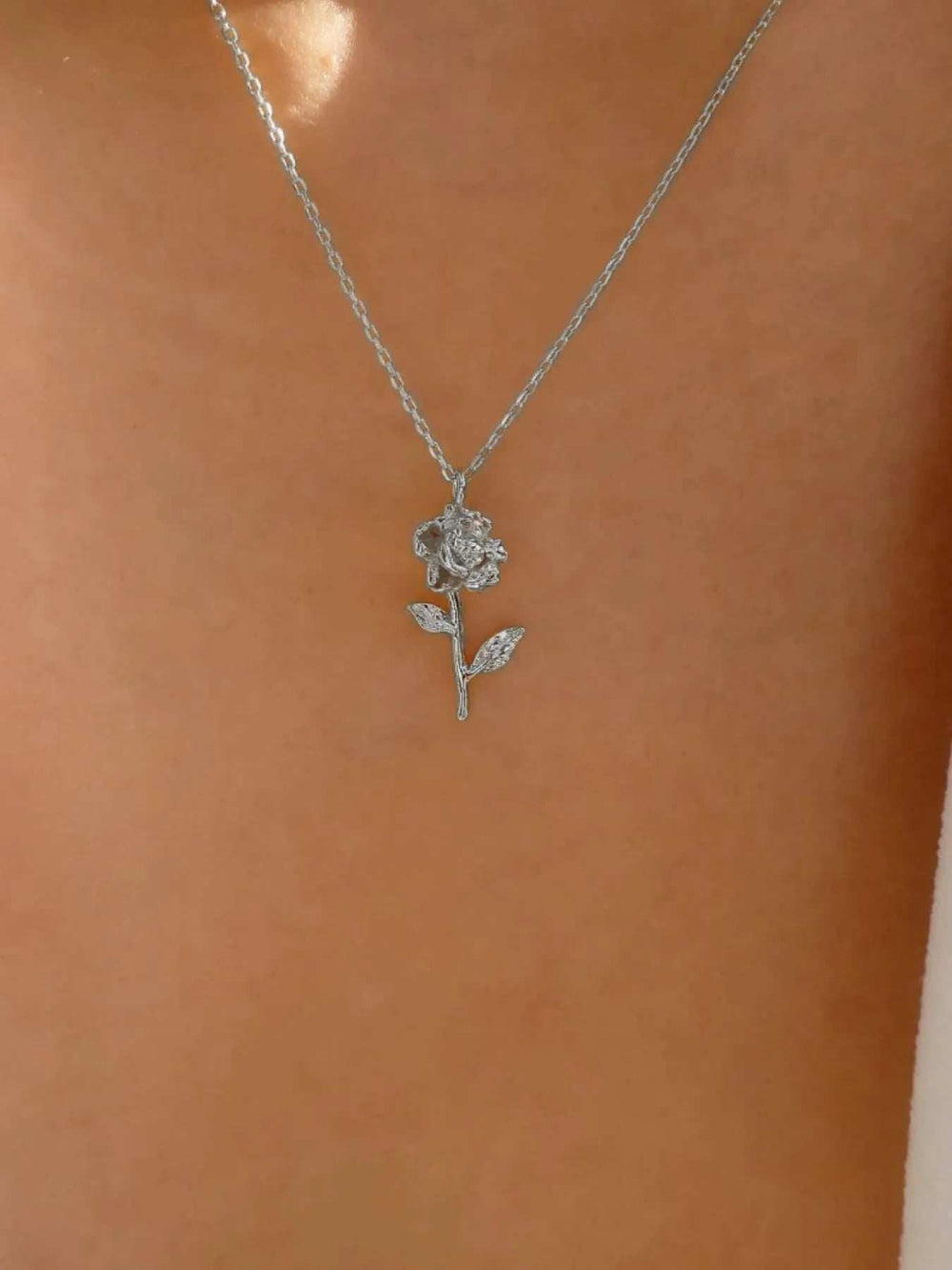 Alloy Rose Pendant Necklace - Trendsi - Flyclothing LLC