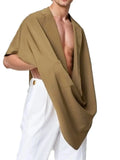 Men's Full Size Pocket Patched Draped Asymmetrical Hem Cape Plus Size - Trendsi