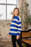 Sew In Love Full Size Contrast Striped Round Neck Sweater - Trendsi