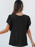 Round Neck Ruffle Sleeve Top - Trendsi - Flyclothing LLC
