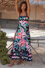 Printed Square Neck Wide Strap Dress - Trendsi - Flyclothing LLC