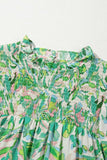 Frill Printed Mock Neck Flounce Sleeve Blouse - Trendsi - Flyclothing LLC