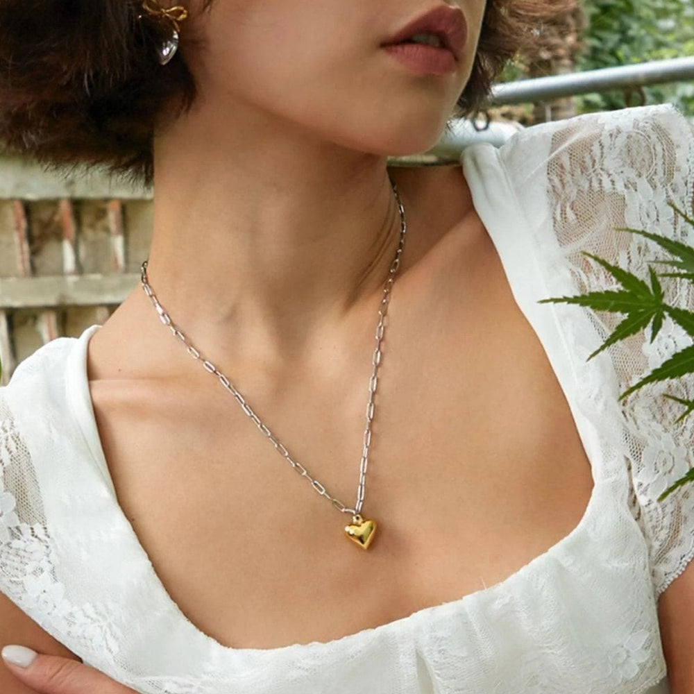Stainless Steel Heart Pendant Necklace - Trendsi