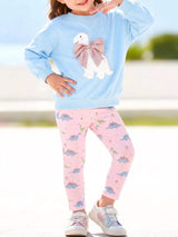 Children's Dinosaur Applique Sweatshirt and Printed Leggings Set - Trendsi - Flyclothing LLC