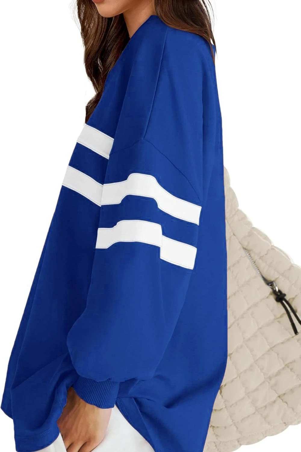 Lovelet Striped Round Neck Dropped Shoulder Sweatshirt - Trendsi - Flyclothing LLC