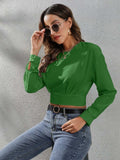 Round Neck Long Sleeve Blouse - Trendsi - Flyclothing LLC