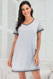 Contrast Trim Short Sleeve Lounge Dress - Trendsi - Flyclothing LLC