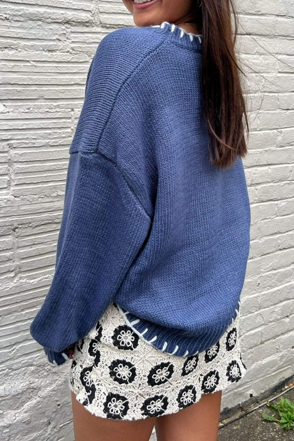 Bow Graphic Round Neck Long Sleeve Sweater - Trendsi - Flyclothing LLC