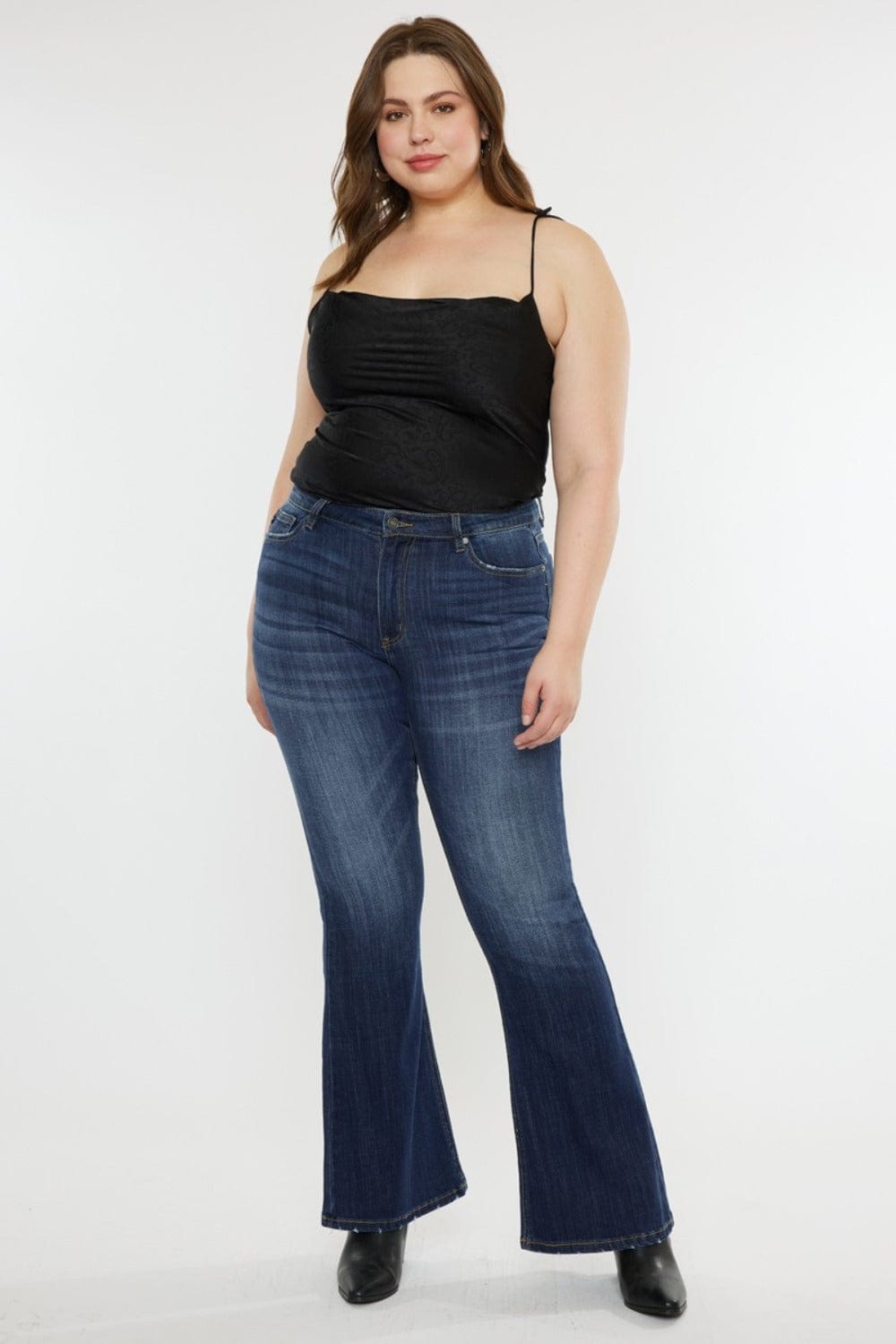 Kancan Full Size Mid Rise Slim Flare Jeans - Trendsi