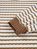 Stripe Collared Top and Drawstring Pant Set - Trendsi - Flyclothing LLC