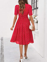 Printed Round Neck Short Sleeve Dress - Trendsi - Flyclothing LLC