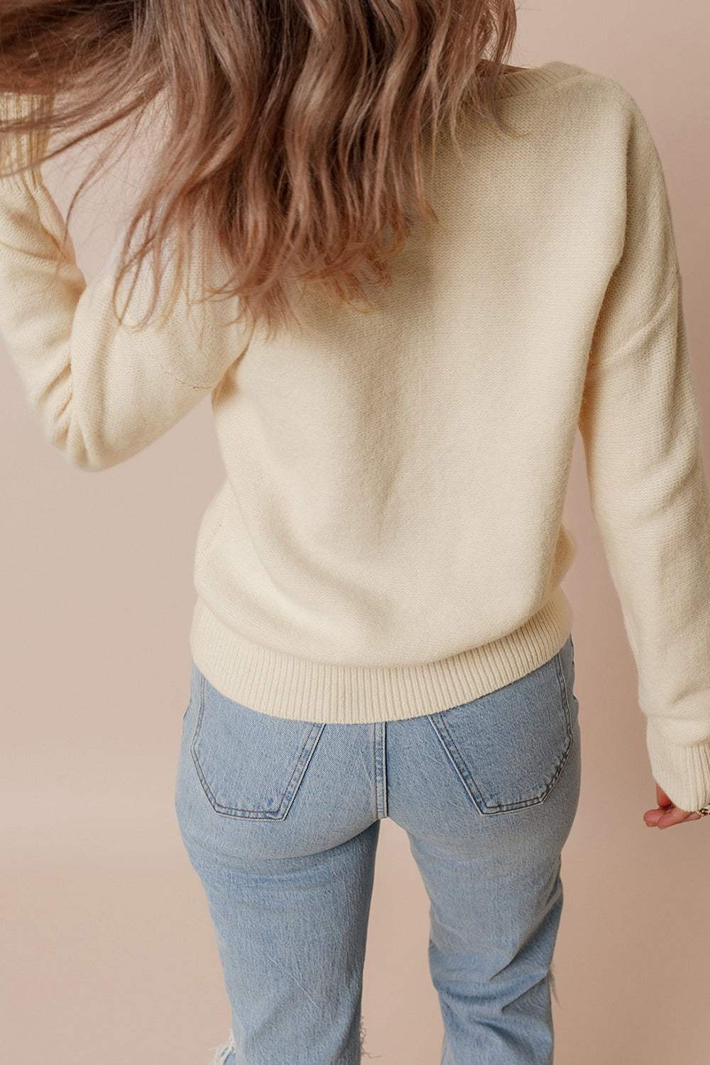 Crochet Flower Round Neck Dropped Shoulder Sweater - Trendsi - Flyclothing LLC