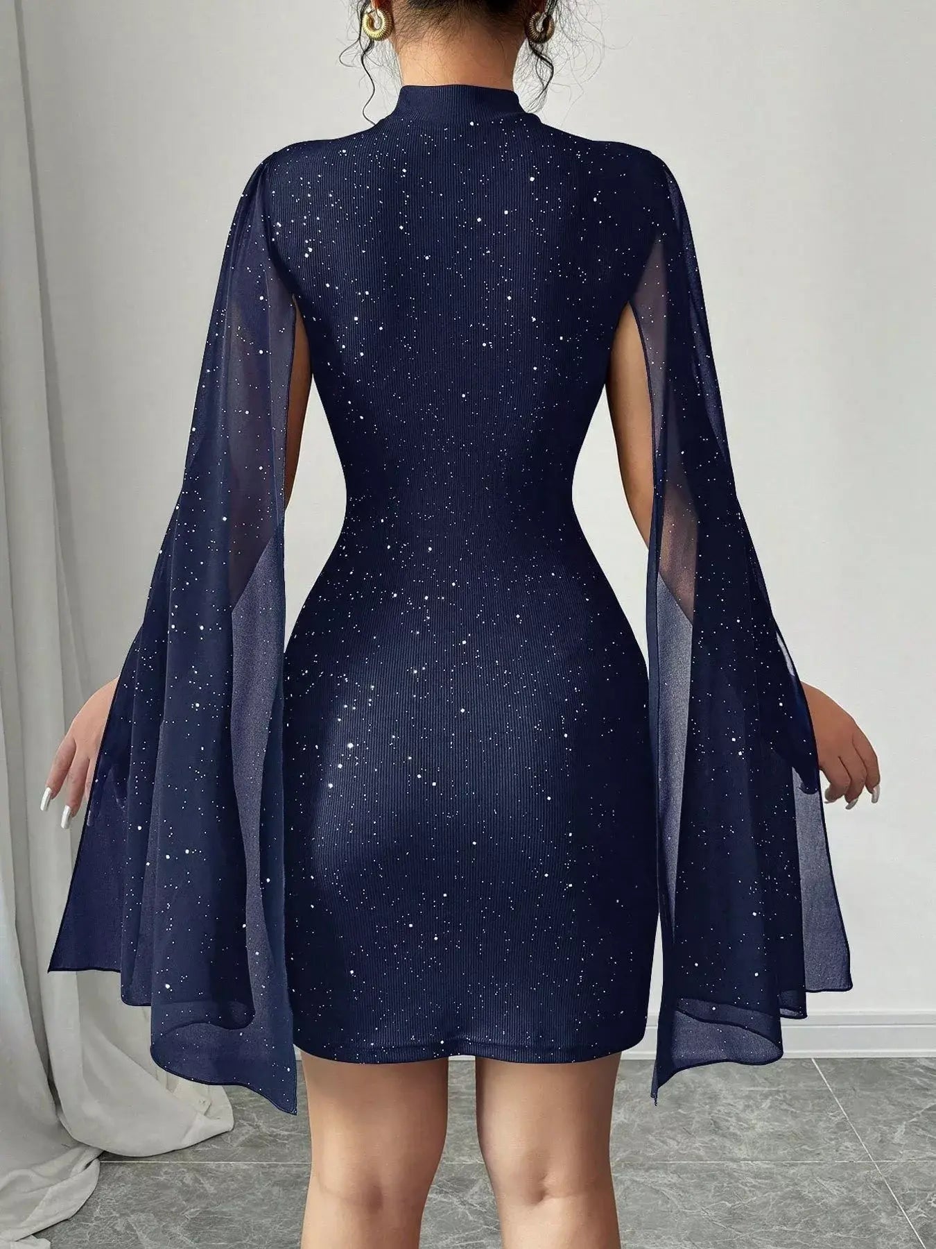 Cutout Bodycon Mini Dress with Cape Sleeves - Trendsi - Flyclothing LLC