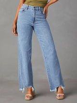 Raw Hem Loose Fit Jeans - Trendsi - Flyclothing LLC