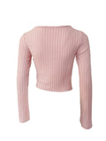Drawstring Ruched Long Sleeve Ribbed Top - Trendsi