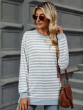 Striped Round Neck Long Sleeve T-Shirt - Trendsi - Flyclothing LLC
