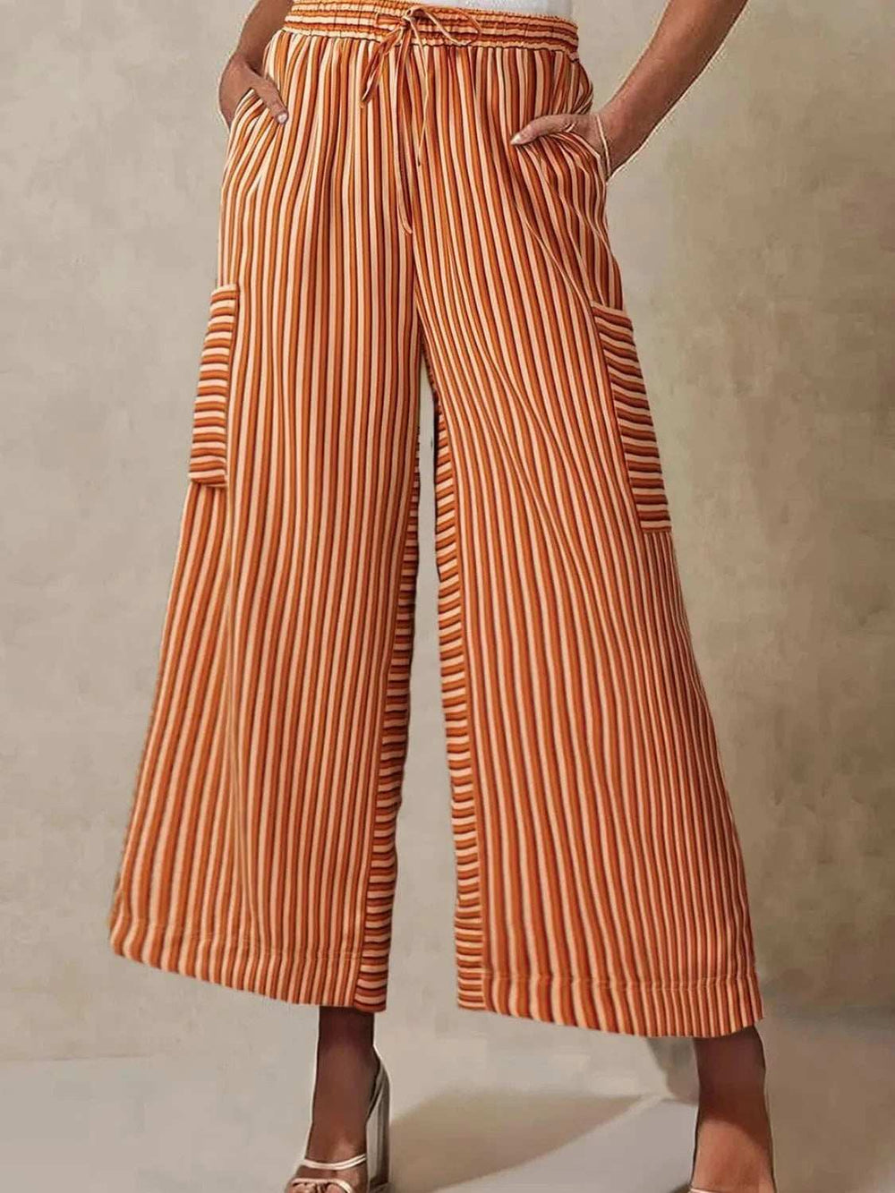Contrast Striped Wide leg Pants - Trendsi - Flyclothing LLC