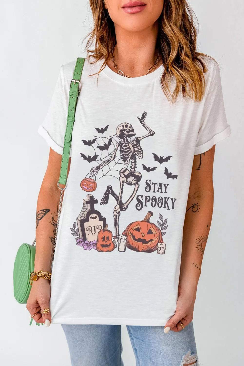 Graphic Round Neck Short Sleeve T-Shirt - Trendsi - Flyclothing LLC