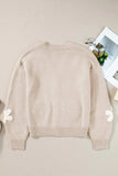 Flower Dropped Shoulder Long Sleeve Cardigan - Trendsi - Flyclothing LLC